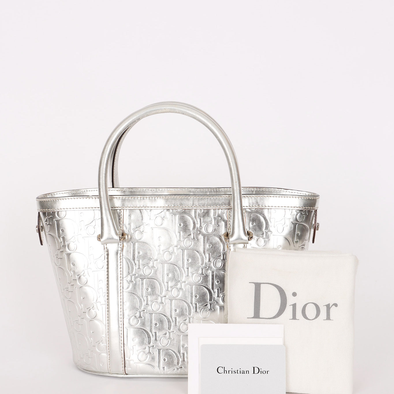 Christian Dior Diorissimo Trotter Tote Metallic Silver 2008