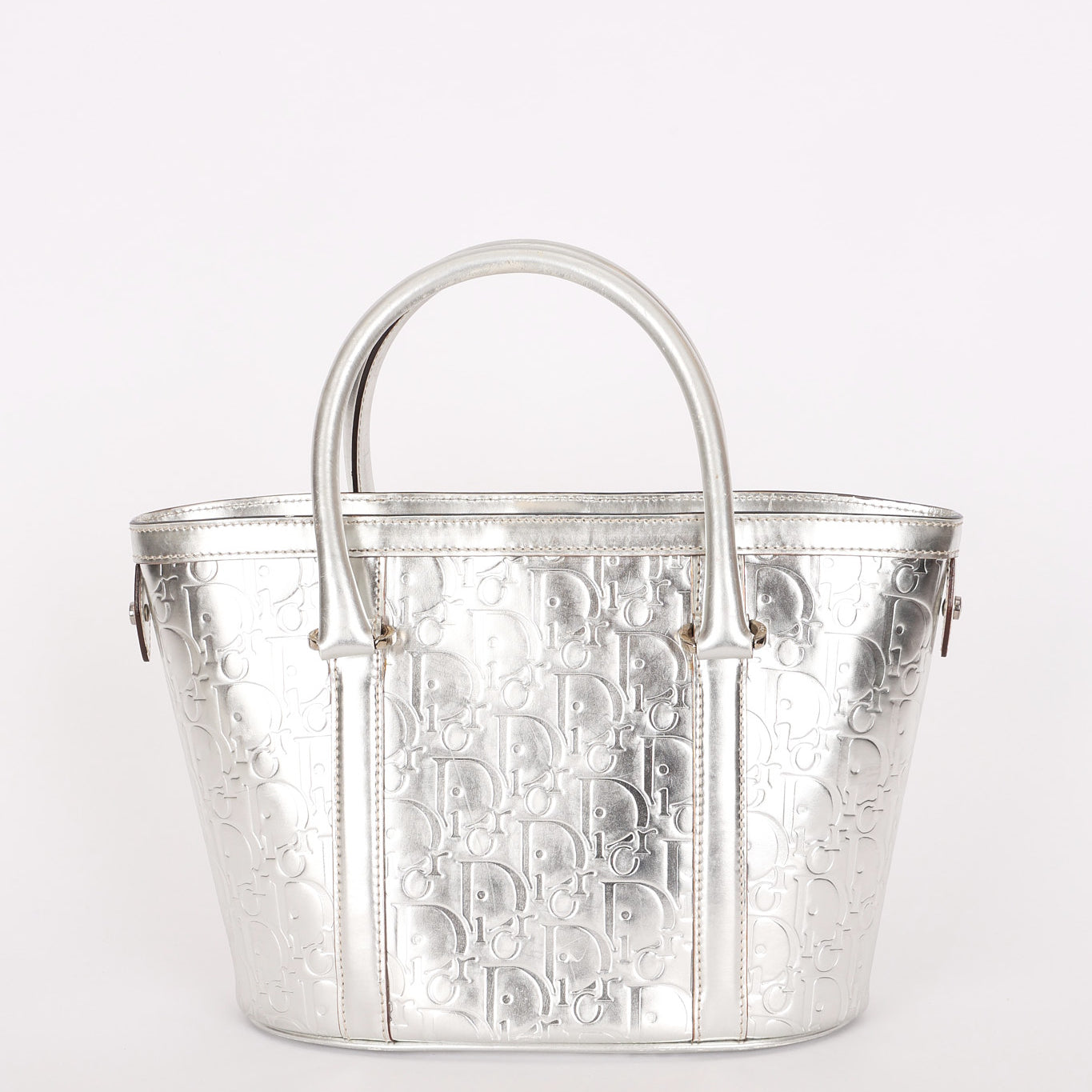 Christian Dior Diorissimo Trotter Tote Metallic Silver 2008