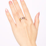 18K Yellow Gold Ruby and Diamond Row Ring, Size US 6
