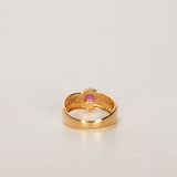 18K Yellow Gold Ruby and Diamond Row Ring, Size US 6