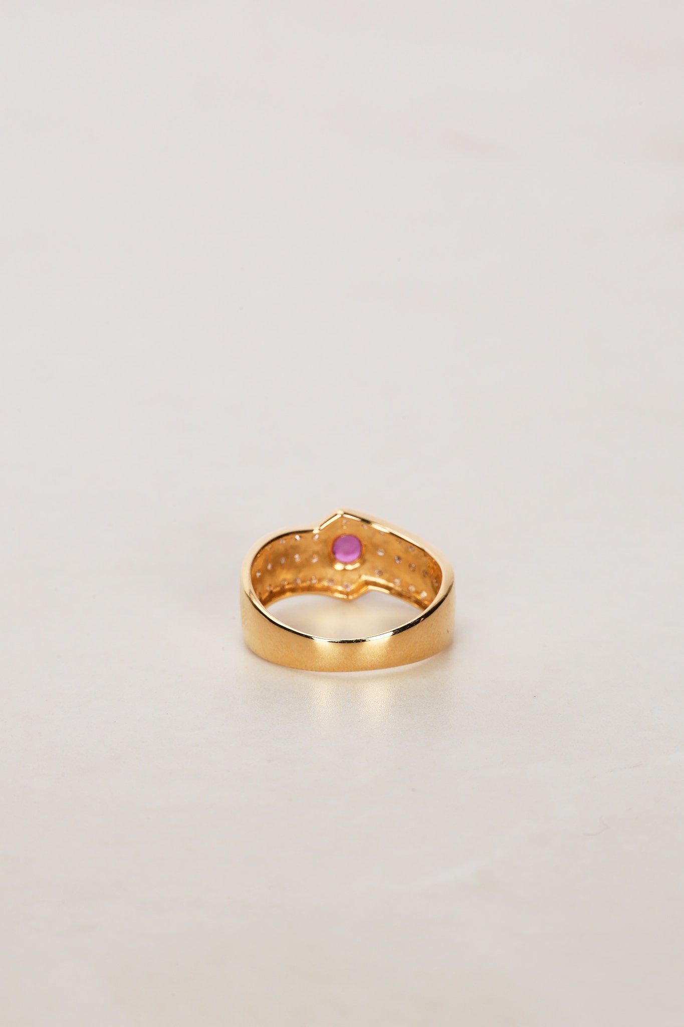 18K Yellow Gold Ruby and Diamond Row Ring, Size US 6
