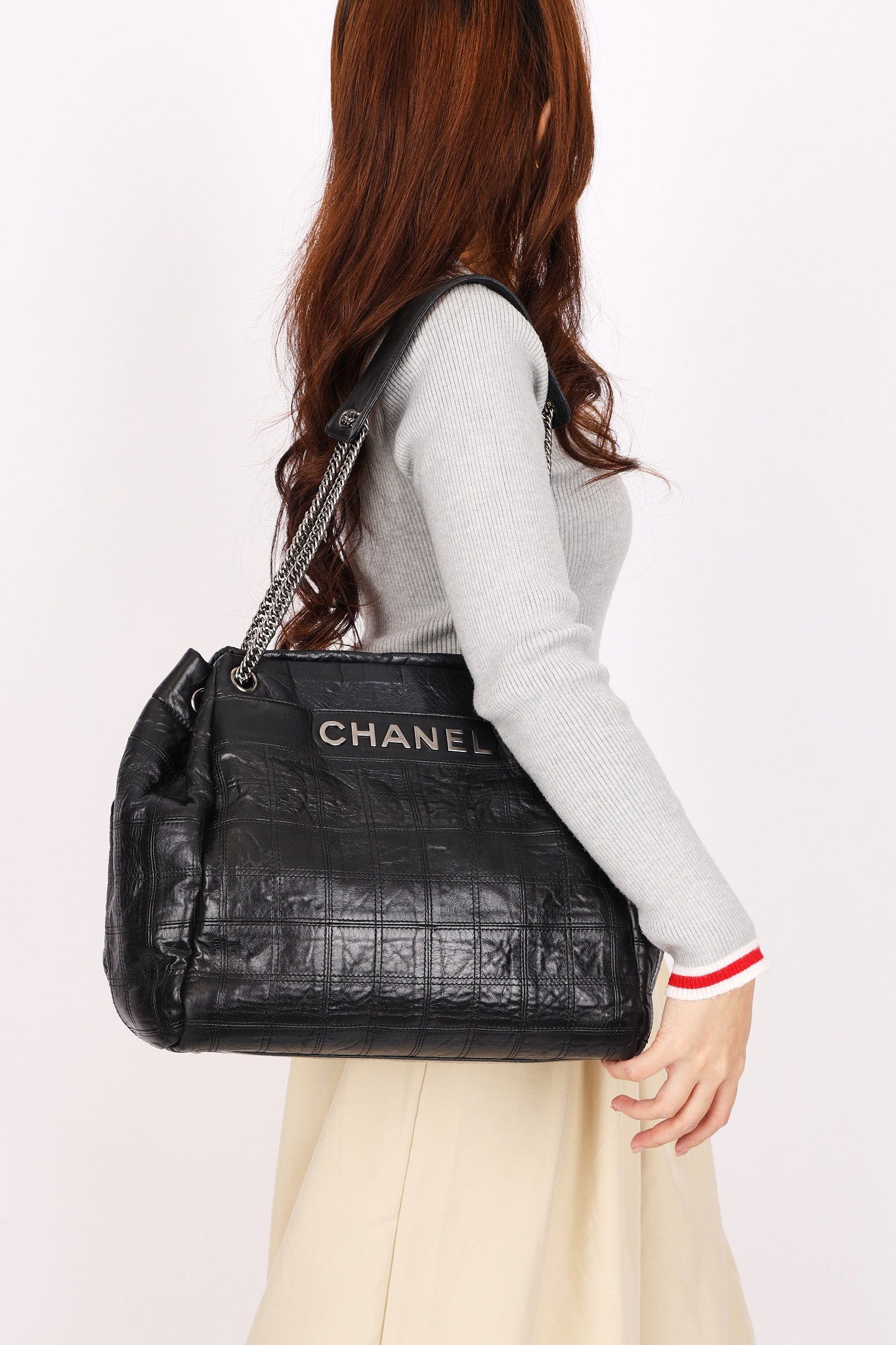 Chanel Large LAX Camera Bag Tote Black Calfskin 2007 SHW