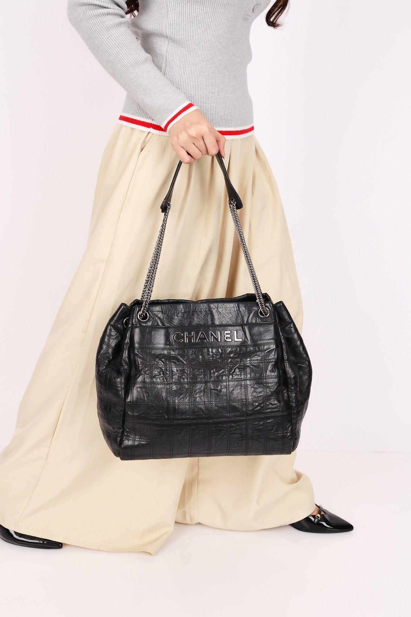 Chanel Large LAX Camera Bag Tote Black Calfskin 2007 SHW