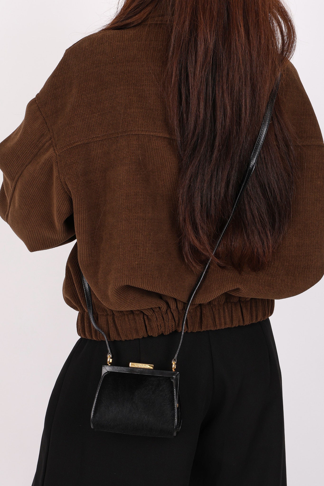 Gucci Kisslock Frame Mini Shoulder Bag Black Ponyhair