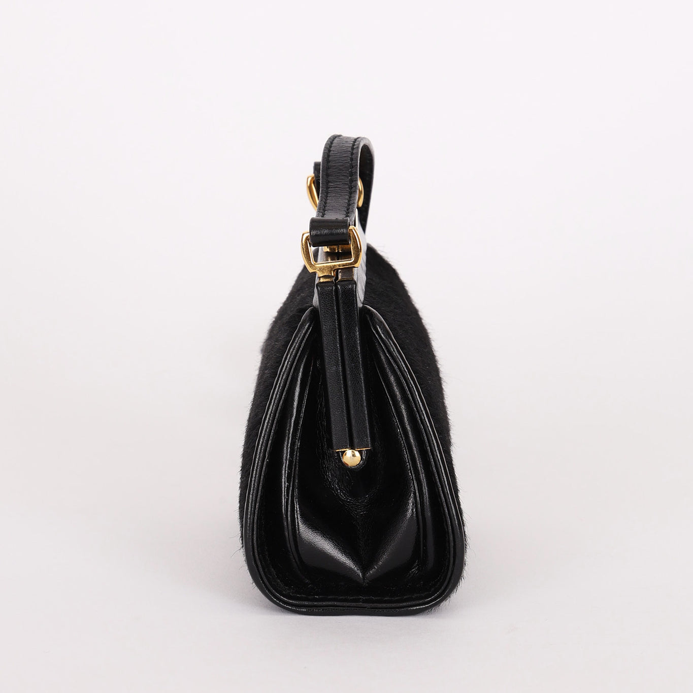 Gucci Kisslock Frame Mini Shoulder Bag Black Ponyhair
