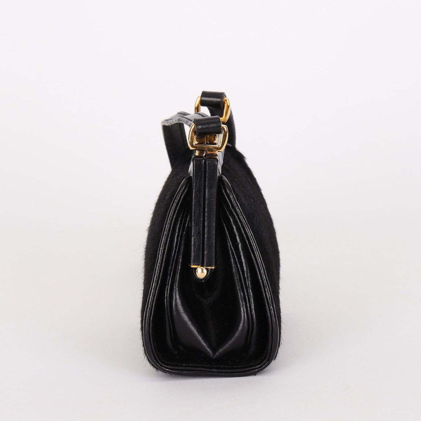 Gucci Kisslock Frame Mini Shoulder Bag Black Ponyhair
