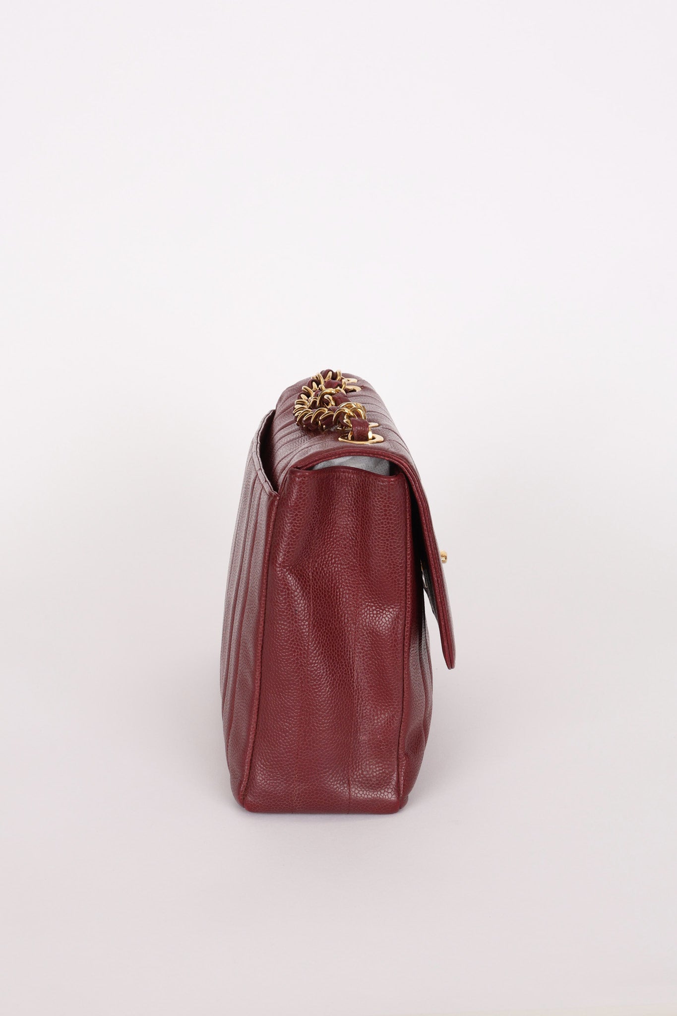 Chanel Jumbo Mademoiselle Single Flap Bordeaux Caviar 24K GP