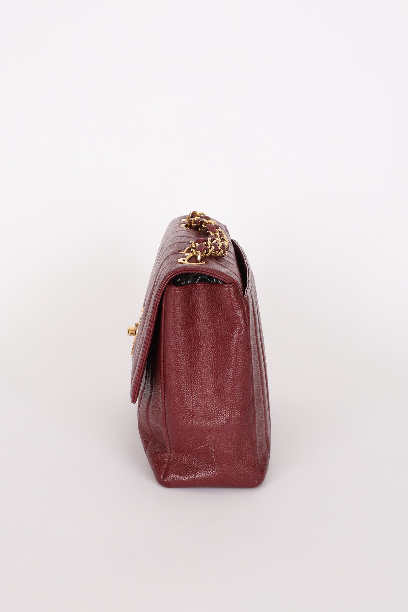 Chanel Jumbo Mademoiselle Single Flap Bordeaux Caviar 24K GP