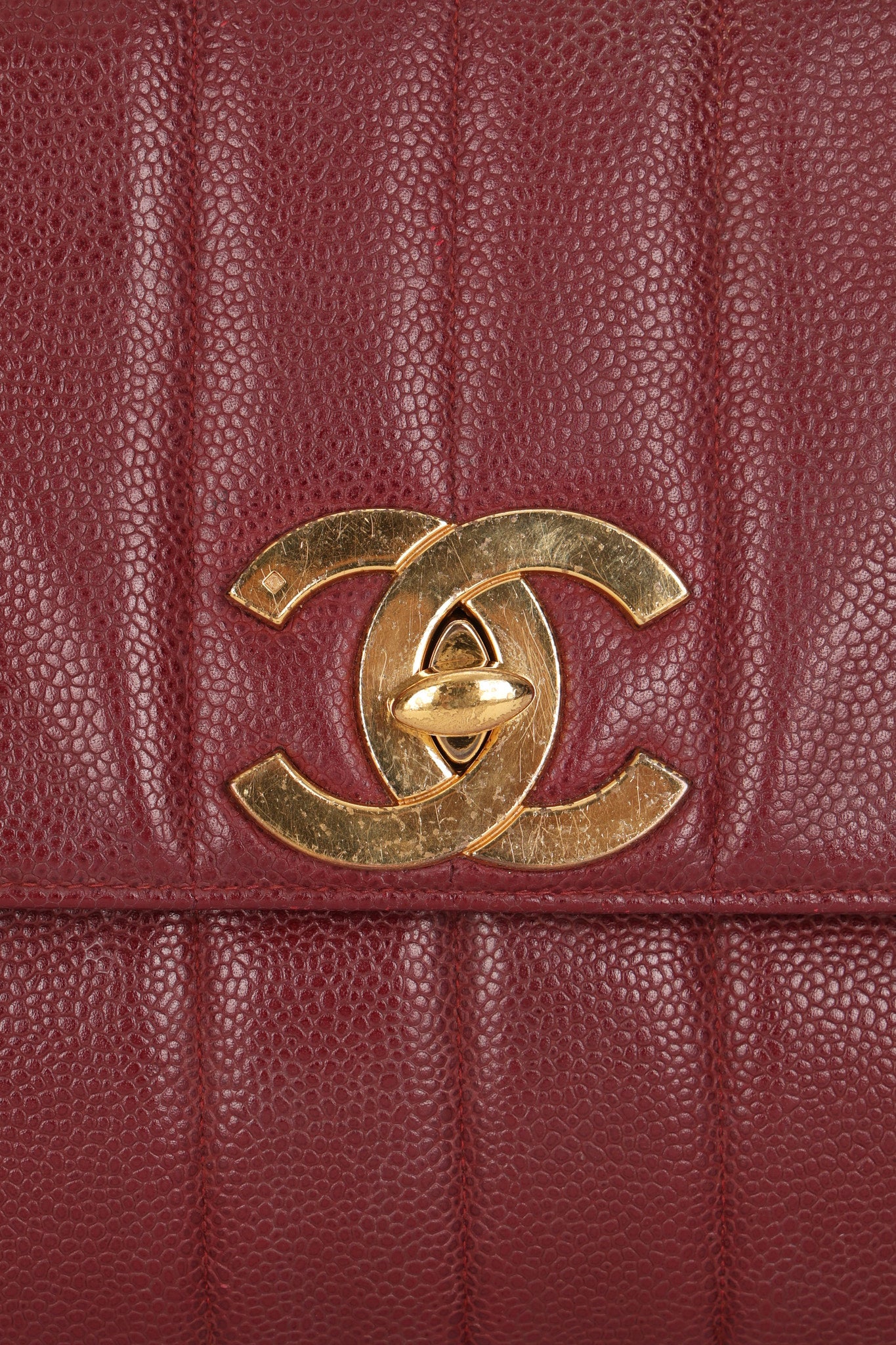 Chanel Jumbo Mademoiselle Single Flap Bordeaux Caviar 24K GP