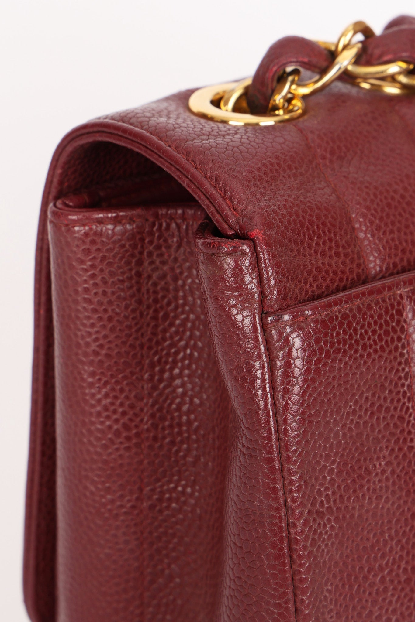 Chanel Jumbo Mademoiselle Single Flap Bordeaux Caviar 24K GP
