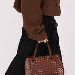 Bottega Veneta Intrecciato Top Handle Tote Brown