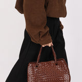 Bottega Veneta Intrecciato Top Handle Tote Brown