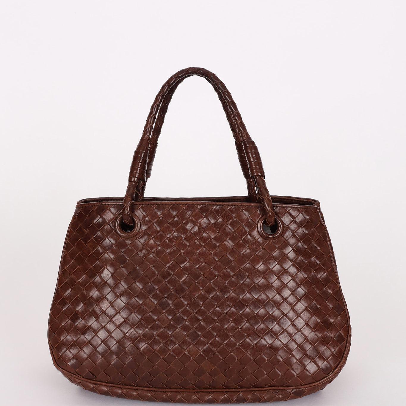 Bottega Veneta Intrecciato Top Handle Tote Brown