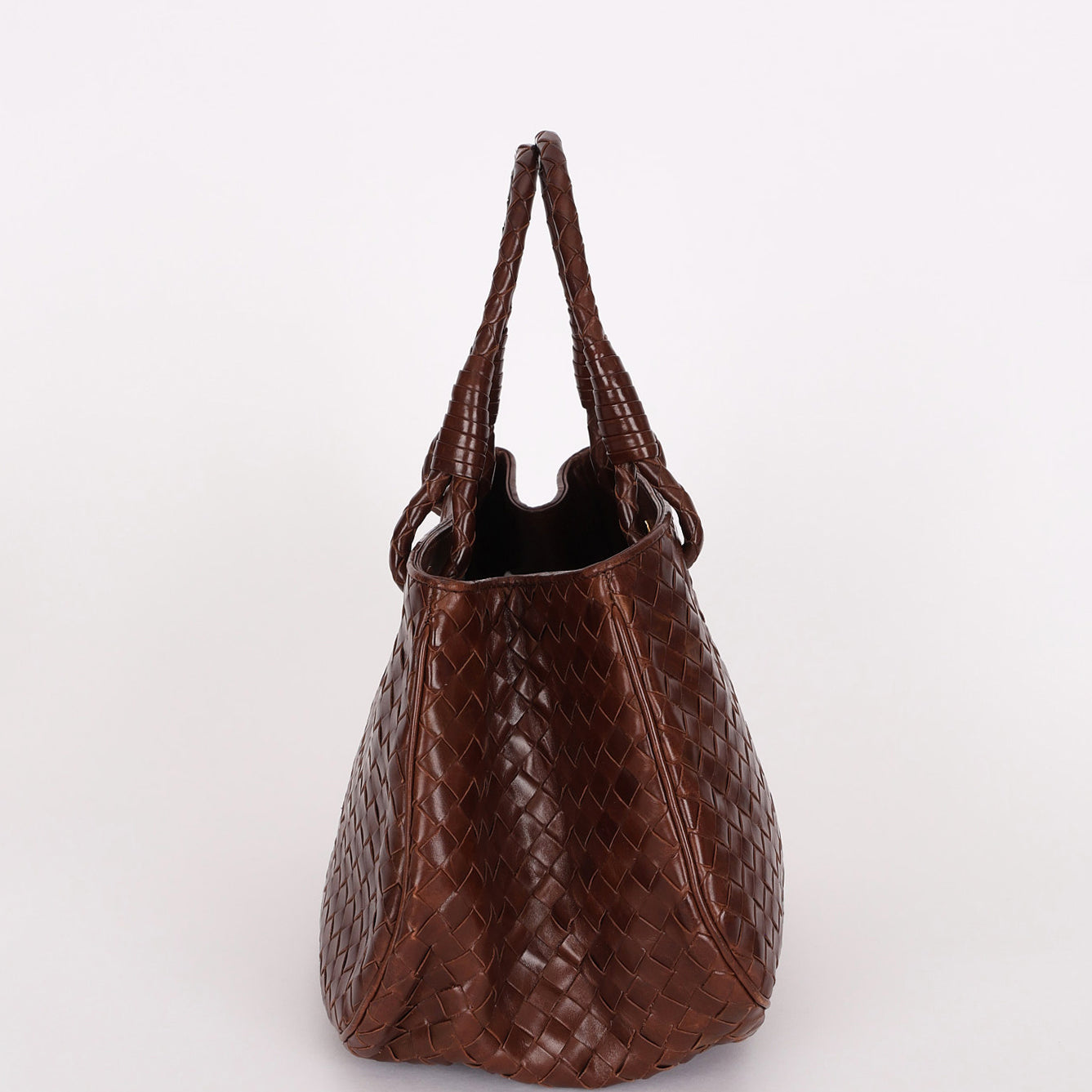 Bottega Veneta Intrecciato Top Handle Tote Brown