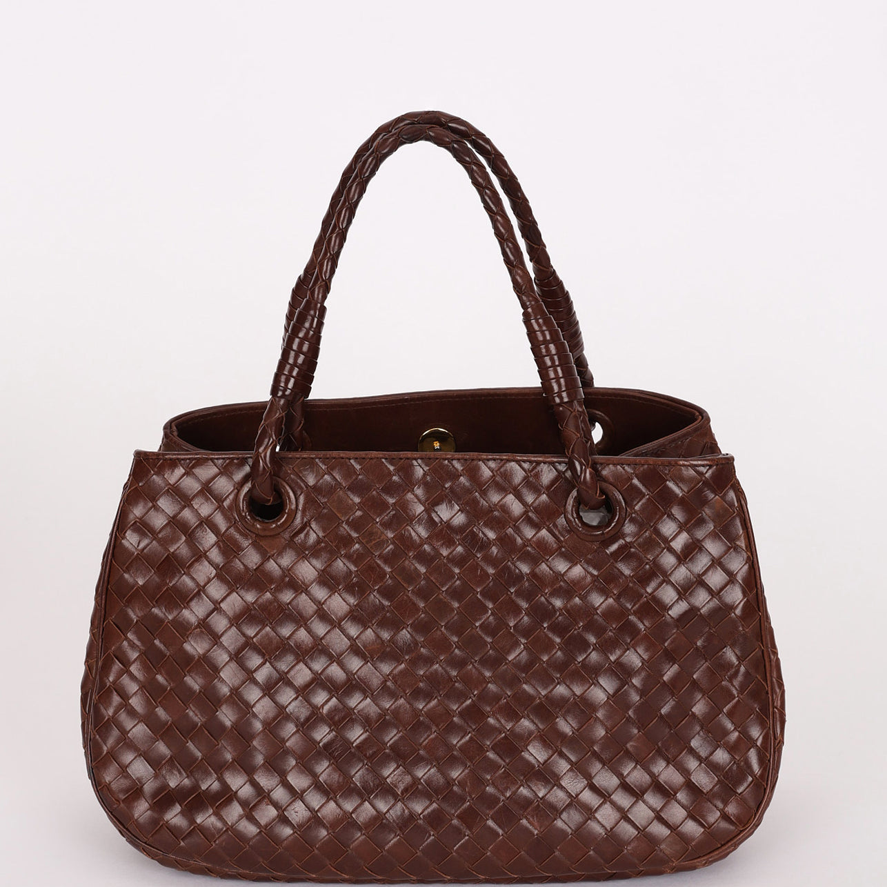 Bottega Veneta Intrecciato Top Handle Tote Brown