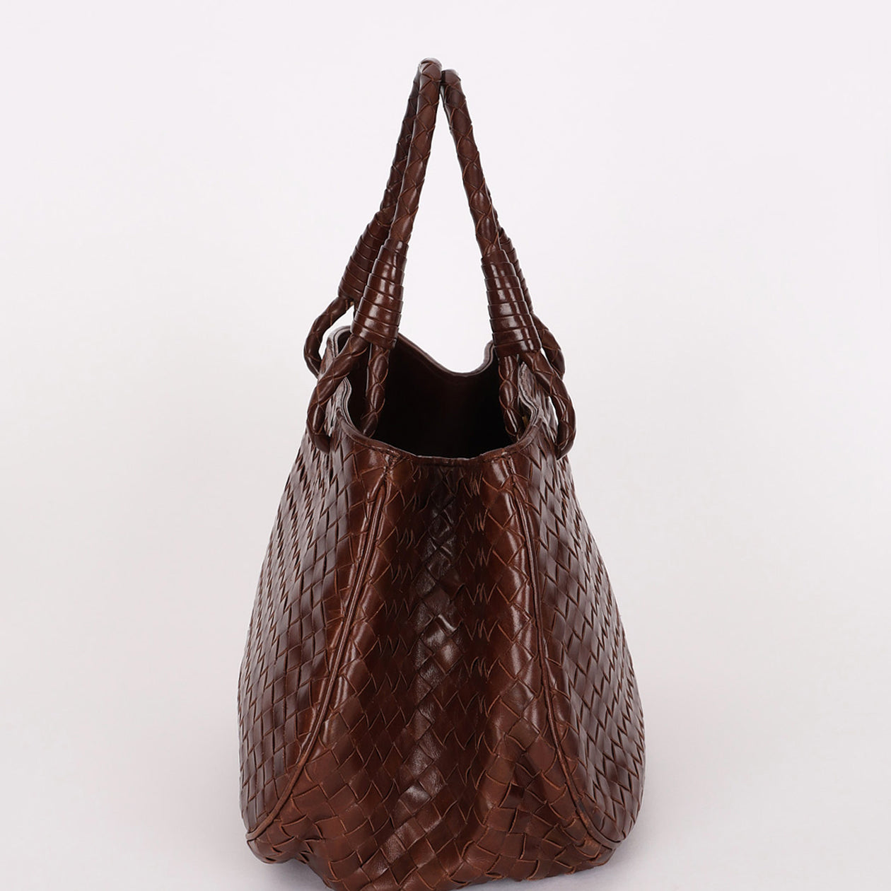 Bottega Veneta Intrecciato Top Handle Tote Brown