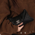 Chanel Envelope Flap Clutch Black Satin SHW