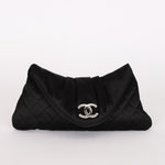 Chanel Envelope Flap Clutch Black Satin SHW