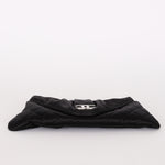 Chanel Envelope Flap Clutch Black Satin SHW