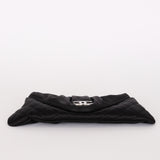 Chanel Envelope Flap Clutch Black Satin SHW