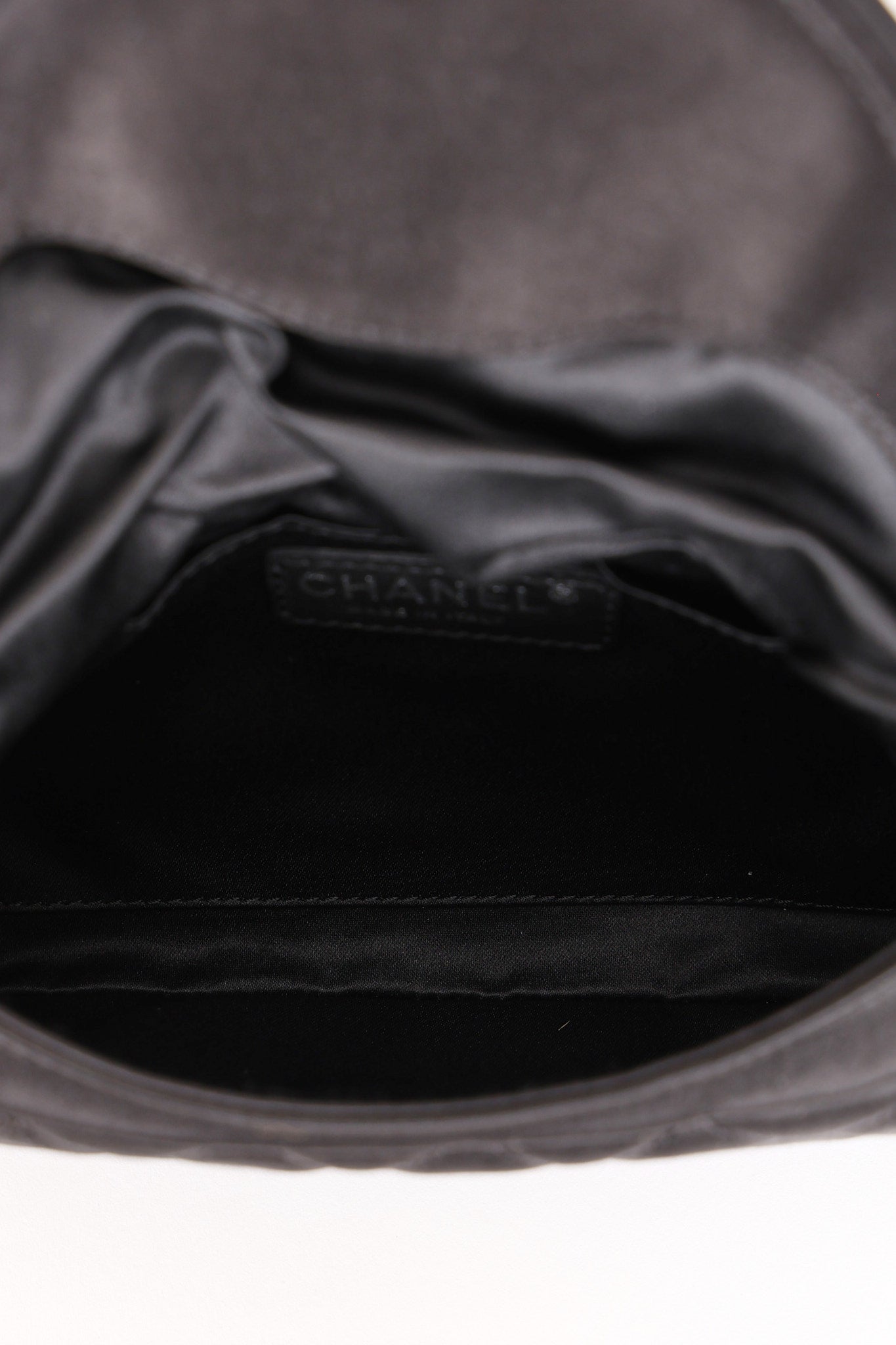Chanel Envelope Flap Clutch Black Satin SHW