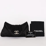 Chanel Envelope Flap Clutch Black Satin SHW