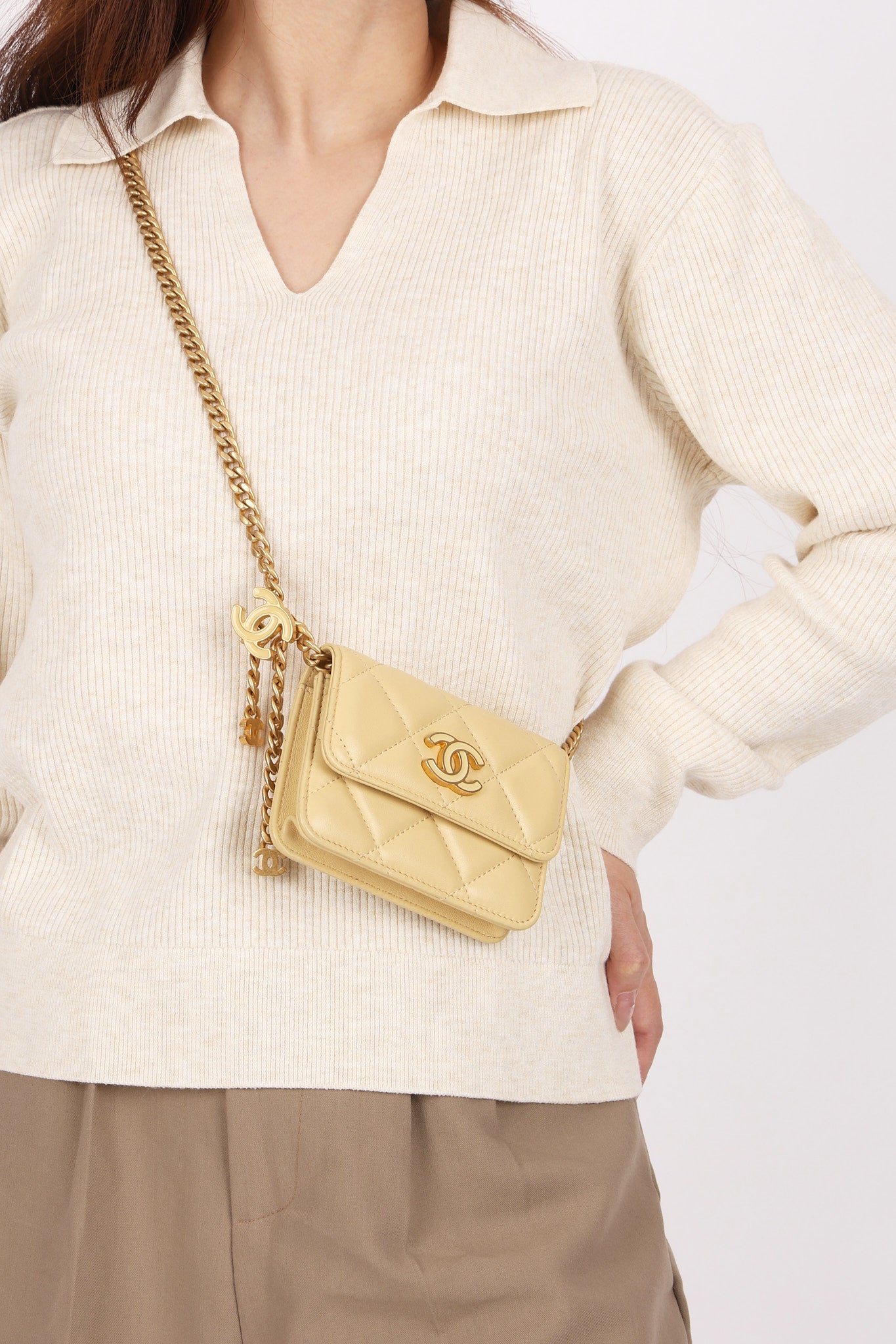 Chanel Mini Belt Bag Butter Yellow Lambskin AGHW
