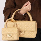Rare Chanel Parent and Child Kelly Beige Lambskin 24K GP