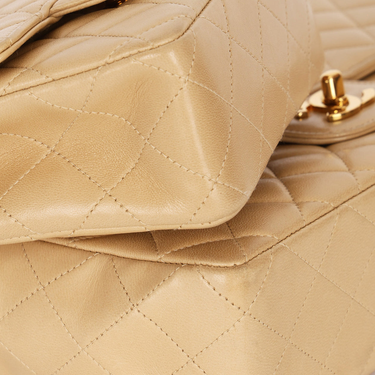 Rare Chanel Parent and Child Kelly Beige Lambskin 1992 24K GP