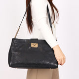 Chanel Large Straight Lines Tote Black Calfskin 2017 AGHW