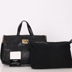 Chanel Turnlock Front Pocket Top Handle Shoulder Bag Black Calfskin AGHW
