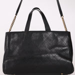 Chanel Turnlock Front Pocket Top Handle Shoulder Bag Black Calfskin AGHW