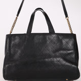 Chanel Turnlock Front Pocket Top Handle Shoulder Bag Black Calfskin AGHW