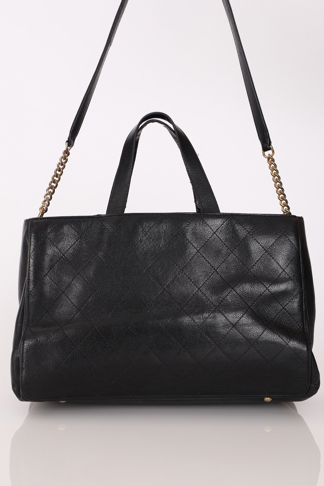 Chanel Turnlock Front Pocket Top Handle Shoulder Bag Black Calfskin AGHW