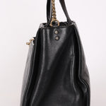 Chanel Turnlock Front Pocket Top Handle Shoulder Bag Black Calfskin AGHW