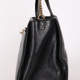 Chanel Turnlock Front Pocket Top Handle Shoulder Bag Black Calfskin AGHW