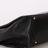 Chanel Turnlock Front Pocket Top Handle Shoulder Bag Black Calfskin AGHW
