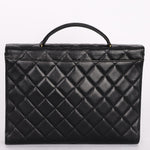 Chanel Turnlock Top Handle Briefcase Black Caviar 1998 24K GP