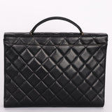 Chanel Turnlock Top Handle Briefcase Black Caviar 1998 24K GP