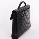 Chanel Turnlock Top Handle Briefcase Black Caviar 1998 24K GP