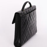 Chanel Turnlock Top Handle Briefcase Black Caviar 1998 24K GP