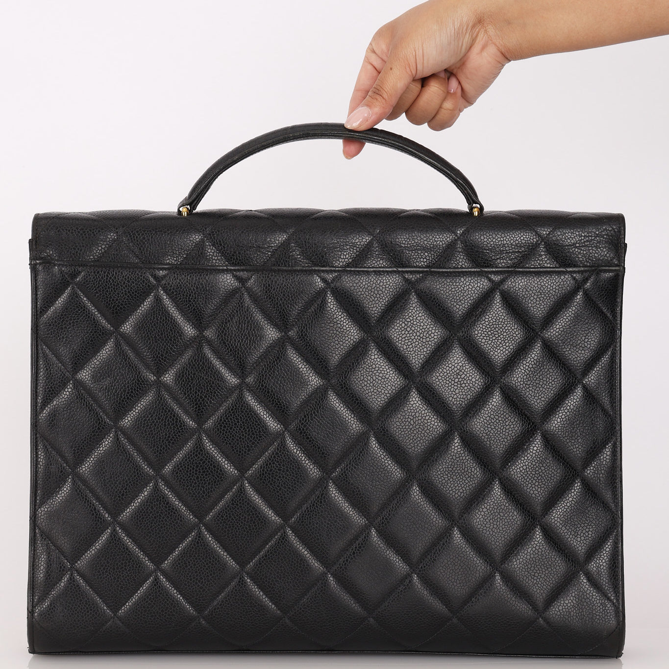 Chanel Turnlock Top Handle Briefcase Black Caviar 24K GP
