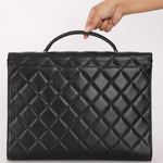 Chanel Turnlock Top Handle Briefcase Black Caviar 24K GP
