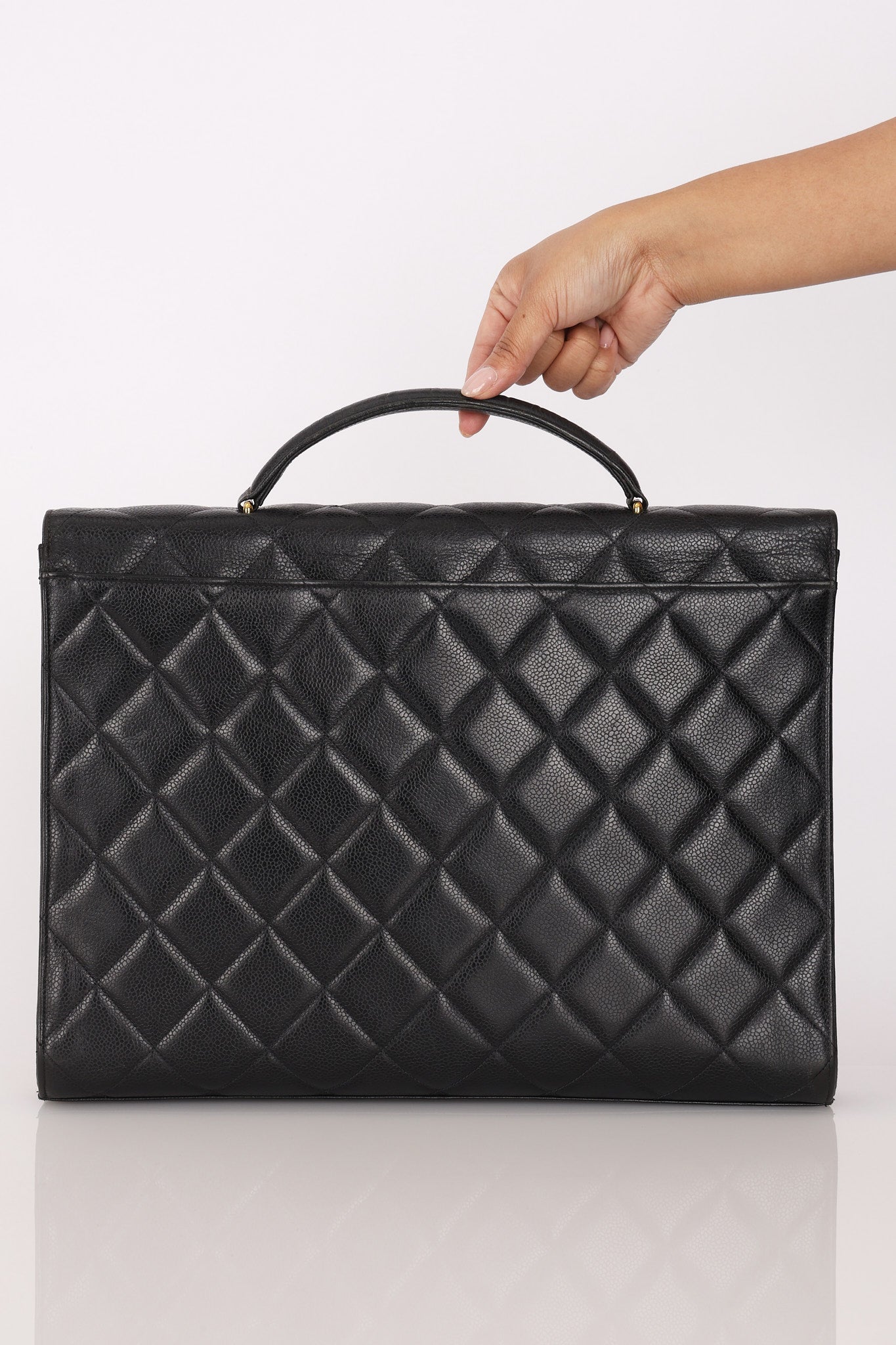 Chanel Turnlock Top Handle Briefcase Black Caviar 24K GP