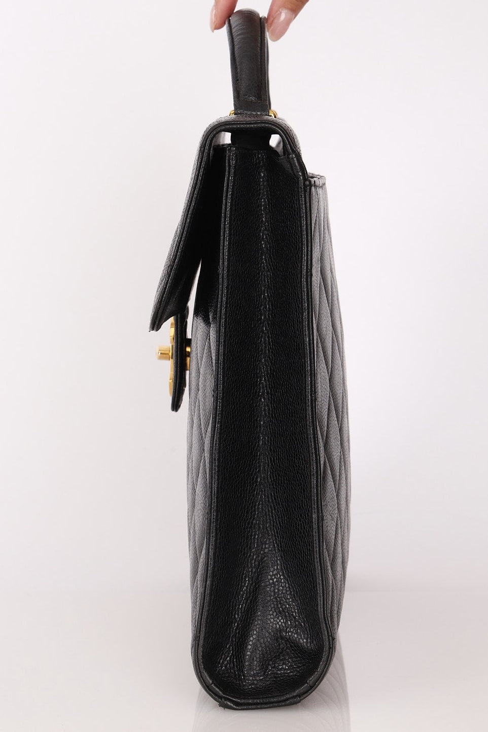 Chanel Turnlock Top Handle Briefcase Black Caviar 24K GP