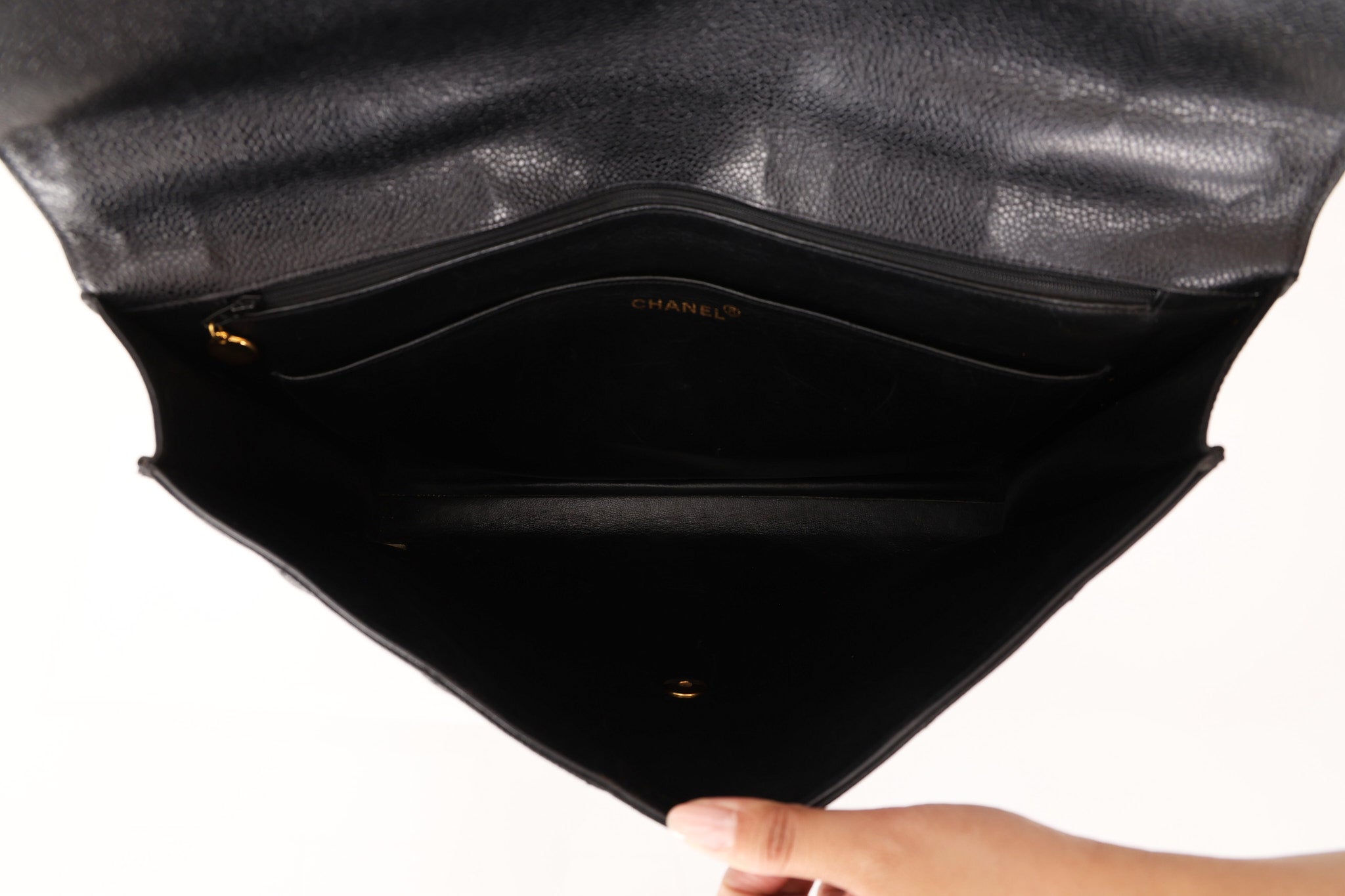 Chanel Turnlock Top Handle Briefcase Black Caviar 24K GP
