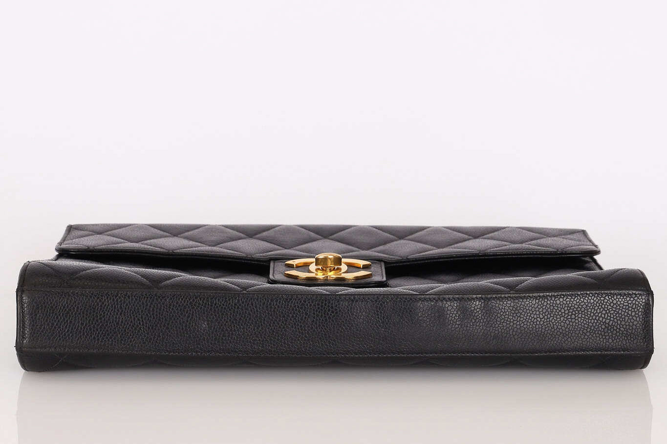 Chanel Turnlock Top Handle Briefcase Black Caviar 1998 24K GP