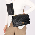Chanel Single Flap with Pouch Black Lambskin 1991 24K GP