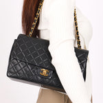 Chanel Single Flap with Pouch Black Lambskin 1991 24K GP
