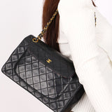 Chanel Single Flap with Pouch Black Lambskin 1991 24K GP